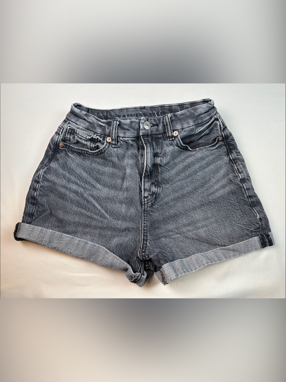 American Eagle Outfitters Washed Black Denim Shorts 0 Boyfriend Comfort Stretch
